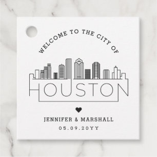 Houston, Skyline Välkomsthälsoförmån för Bröllop Gåvor Etiketter