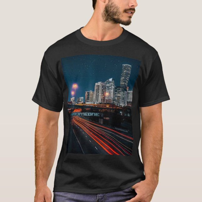 Houston Skyline - Var en bro på natten  T Shirt (Framsida)