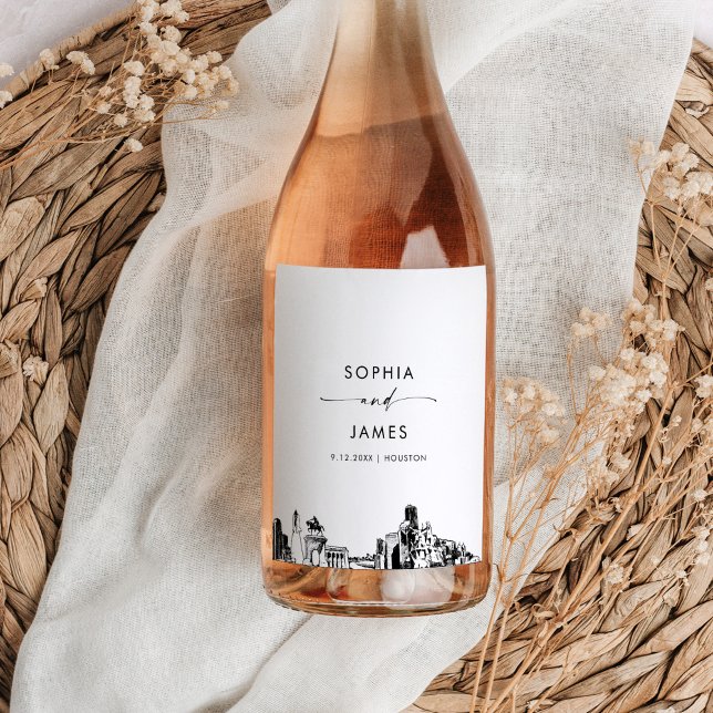 Houston Skyline Vinflaska Etikett (Skapare uppladdad)