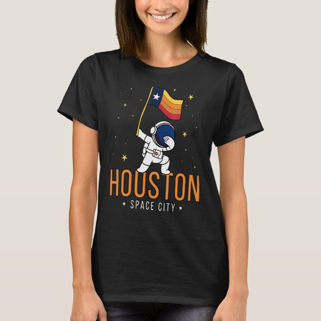 Houston Space City Astronaut Dabbing Texas T Shirt (Framsida)
