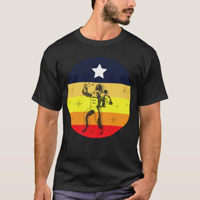 Houston Space City Astronaut Skyline T Shirt (Framsida)