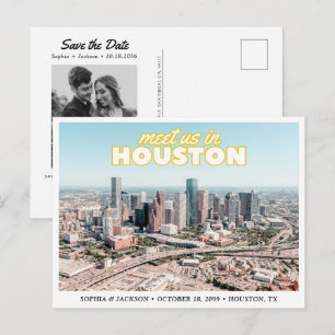 Houston Spara Datum Retro Bröllopskort Vykort