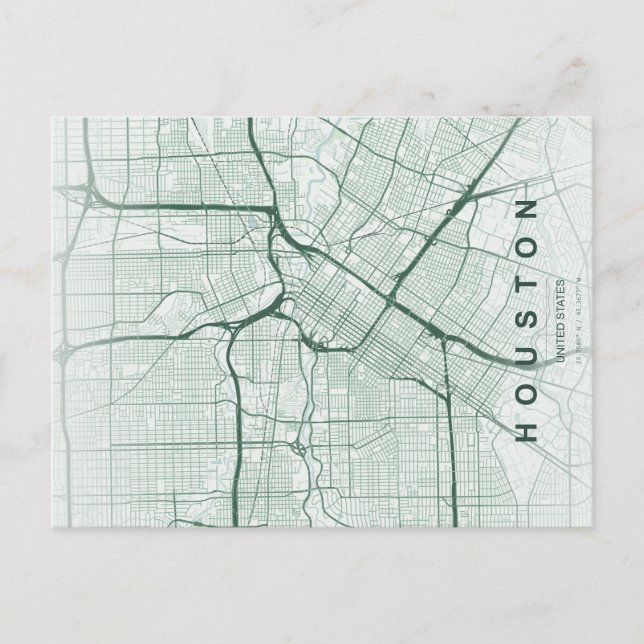 Houston stads karta Minimal vykort (Framsida)