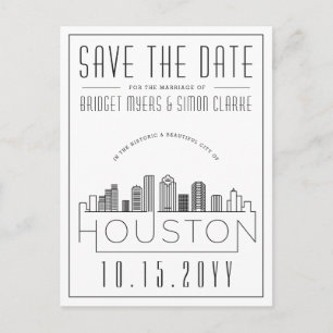 Houston   Stiliserad Skyline Spara datum Vykort