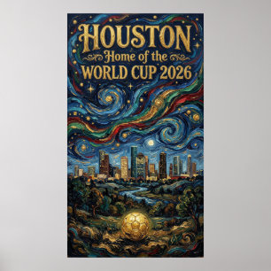 Houston Stjärnklar Natthimmel World Cup 2026 Fotbo Poster