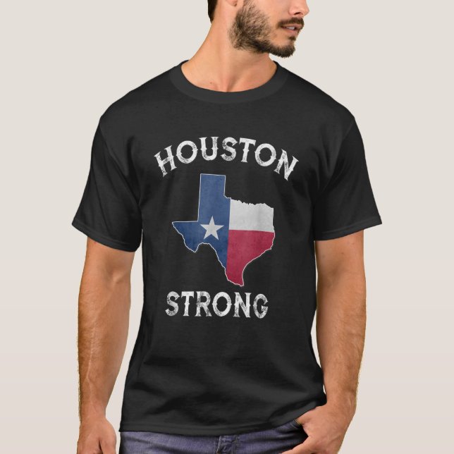 Houston Strong State of Texas Flagga T Shirt (Framsida)
