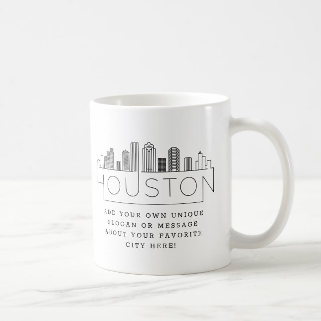 Houston Stylized Skyline | Anpassningsbar Slogan Kaffemugg (Höger)