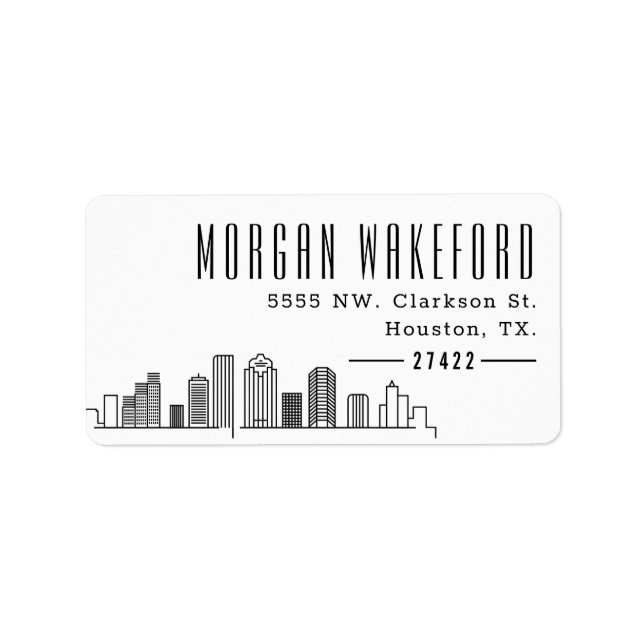 Houston Stylized Skyline Large Address Label Adressetikett (Framsidan)