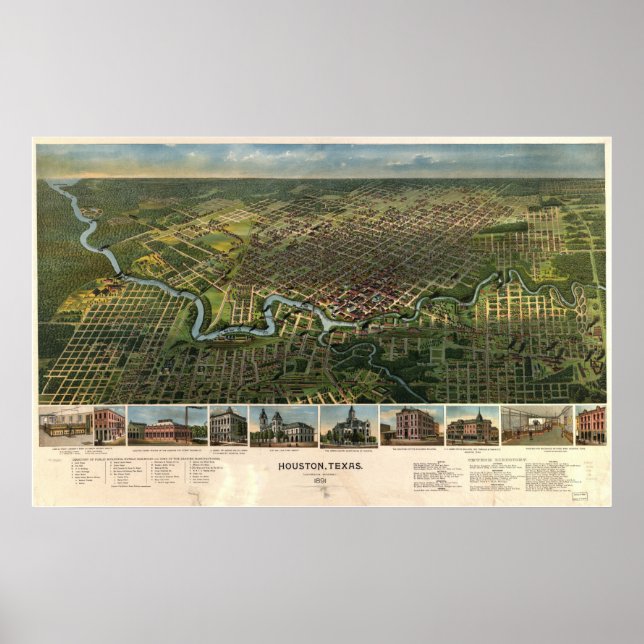 Houston, Texas 1891 Poster (Framsidan)