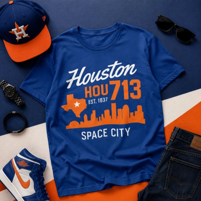 Houston Texas 713 Space City Skyline T Shirt (Skapare uppladdad)