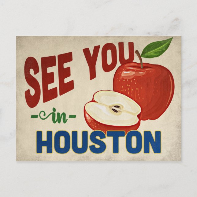 Houston Texas Apple - Vintage resor Vykort (Framsida)