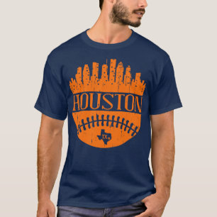 Houston Texas Baseball City Skyline Cityscape Retr T Shirt
