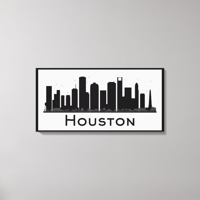 Houston, Texas | Black & White City Skyline Canvastryck (Framsida)