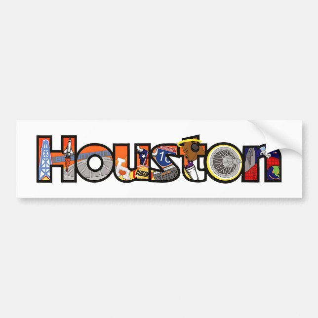 Houston Texas Bumper Sticker Bildekal (Framsidan)