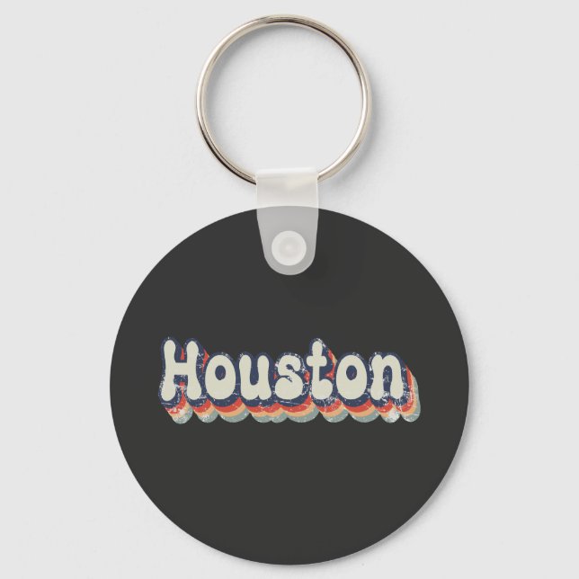 Houston Texas Chrome City Classic Art Nyckelring (Framsida)