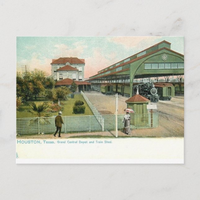 Houston Texas circa 1905 Grand Central Station Vykort (Framsida)