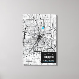 Houston, Texas City Karta + markera din plats Canvastryck
