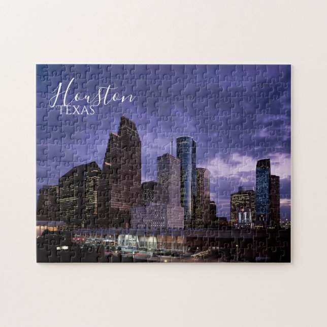 Houston Texas City Skyline Jigszle Puzzle Pussel (Horisontell)