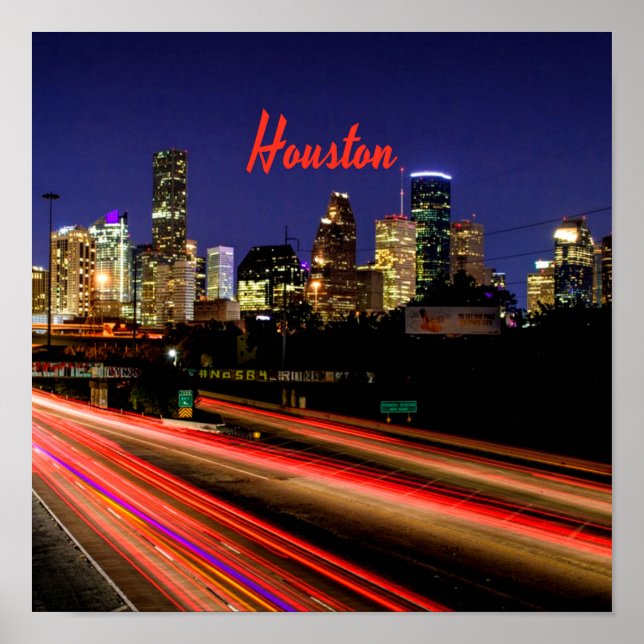 Houston Texas City Skyline Poster (Framsidan)