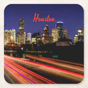 Houston Texas City Skyline Underlägg Papper Kvadrat