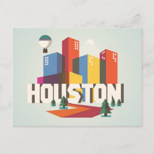 Houston, Texas Cityscape-design Vykort