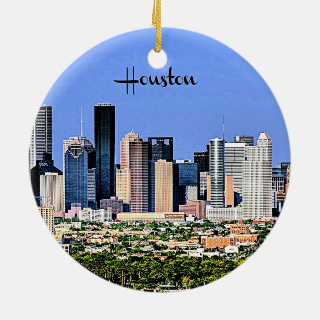 Houston, Texas-cityscape-foto Julgransprydnad Keramik (Baksidan)