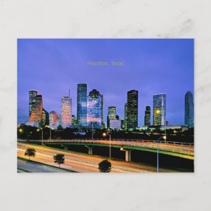 Houston, Texas cityscape natt-fotografi Helg Vykort
