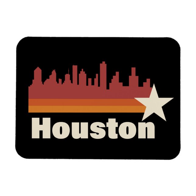 Houston Texas Cityscape Vintage Magnet (Horisontell)