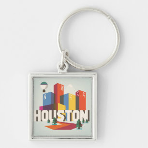 Houston Texas Cityscapedesign Fyrkantig Silverfärgad Nyckelring