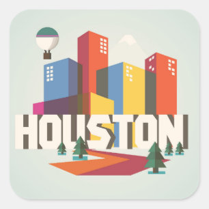 Houston Texas Cityscapedesign Fyrkantigt Klistermärke