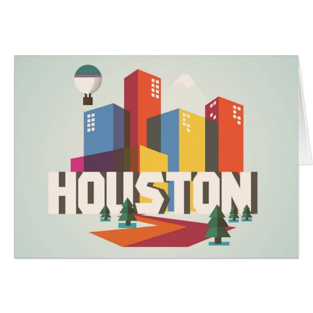 Houston Texas | Cityscapedesign Hälsningskort (Framsidan Horizontal)