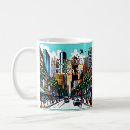 Houston, Texas Downtown City View Abstrakt Art Kaffemugg