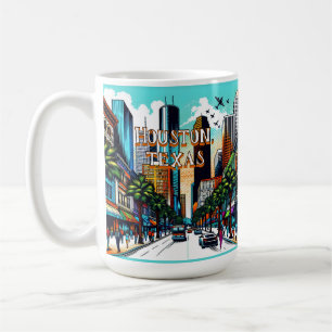 Houston, Texas Downtown City View Abstrakt Art Kaffemugg