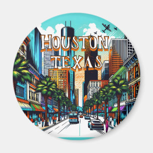 Houston, Texas Downtown City View Abstrakt Art Magnet