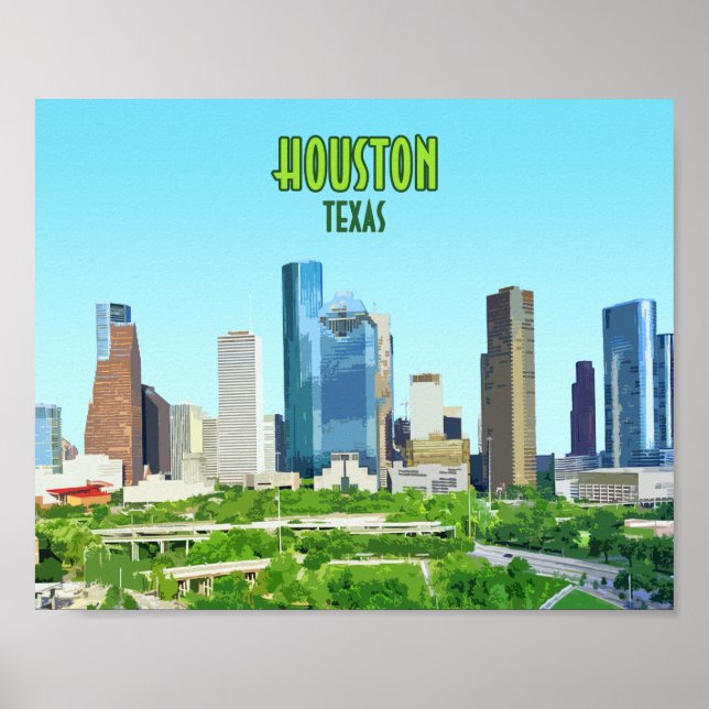 Houston Texas Downtown Vintage Poster (Framsidan)