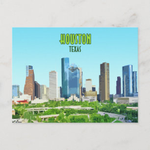 Houston Texas Downtown Vintage Vykort