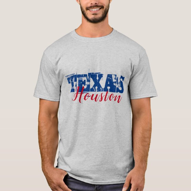 Houston Texas Dual Font T Shirt (Framsida)