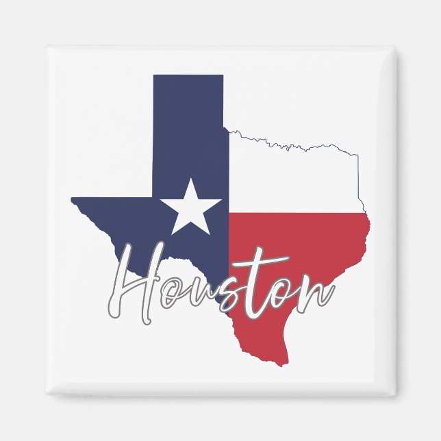 Houston, Texas Flagga Karta Magnet (Framsidan)