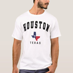Houston, Texas Flagga Karta Manar vita T Shirt