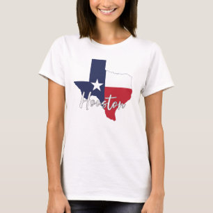 Houston, Texas Flagga Karta Women's White T Shirt