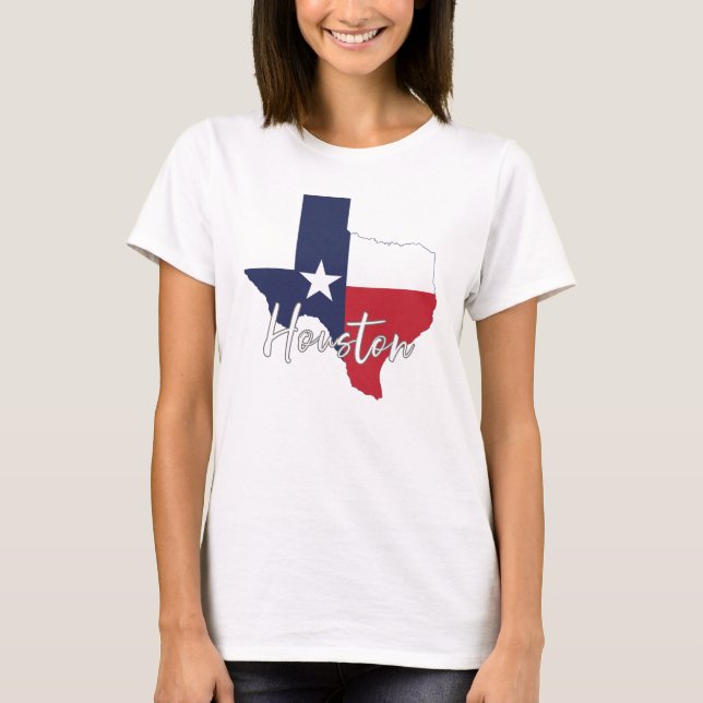 Houston, Texas Flagga Karta Women's White T Shirt (Framsida)