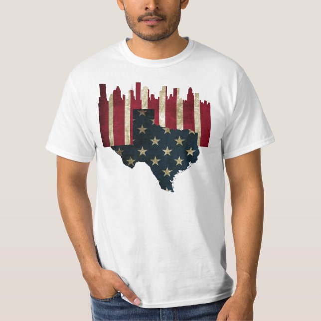 Houston Texas flaggahorisont Tee Shirt (Framsida)