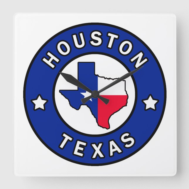 Houston Texas Fyrkantig Klocka (Framsida)