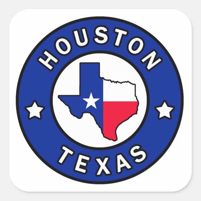 Houston Texas Fyrkantigt Klistermärke (Framsida)