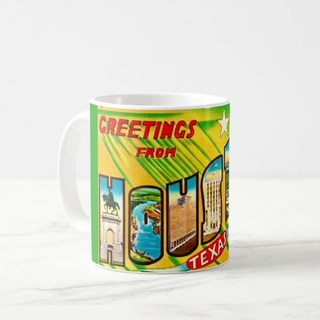 Houston Texas Greeting Postcard Mug Kaffemugg (Framsida vänster)