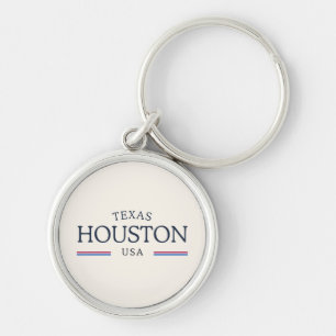 Houston Texas Heritage - Classic Cream Rund Silverfärgad Nyckelring
