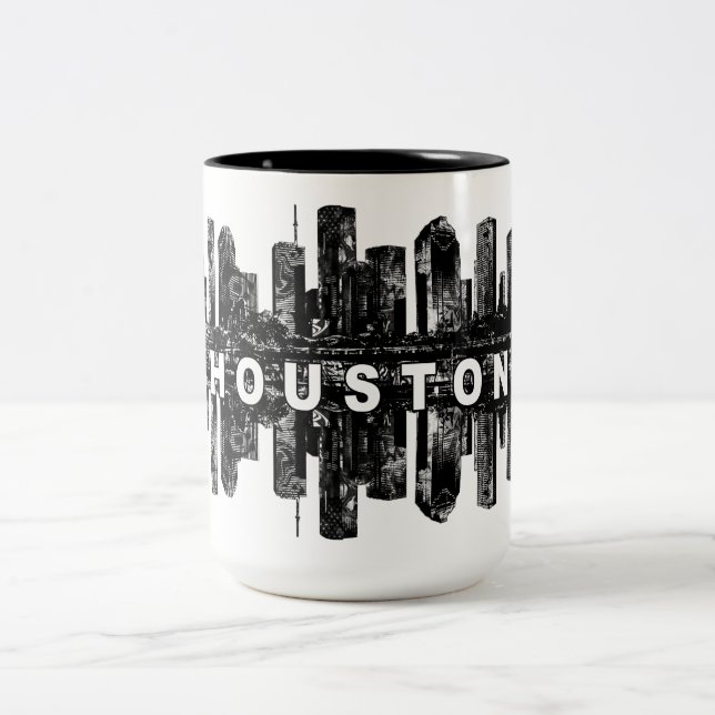 Houston, Texas i svarta bläck Två-Tonad Mugg (Center)