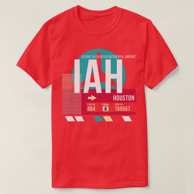 Houston Texas IAH Airport Code Baggage Märkre T Shirt (Design framsida)