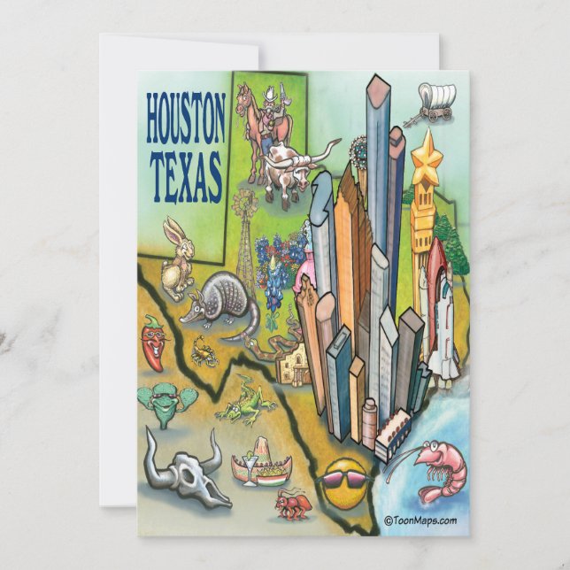 Houston Texas-kort Kort (Framsida)
