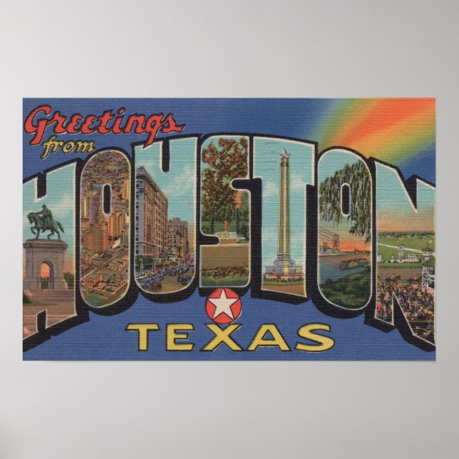 Houston, Texas - Large Brev Scenes Poster (Framsidan)